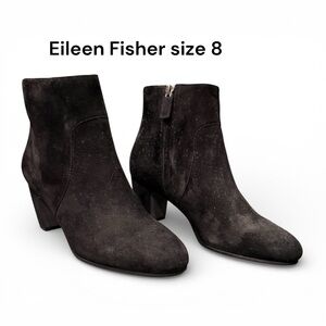 Eileen Fisher Black Suede Key Ankle Boot Bootie Size 8 NWOT